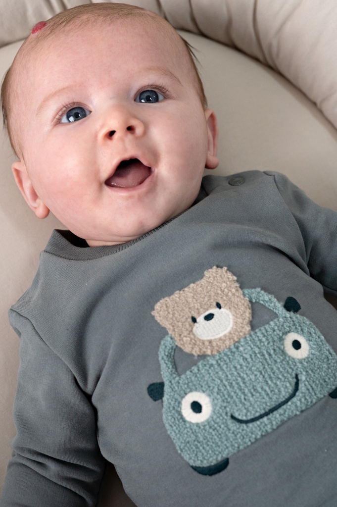Feetje | Sweater Boys Beep Beep Zeegroen