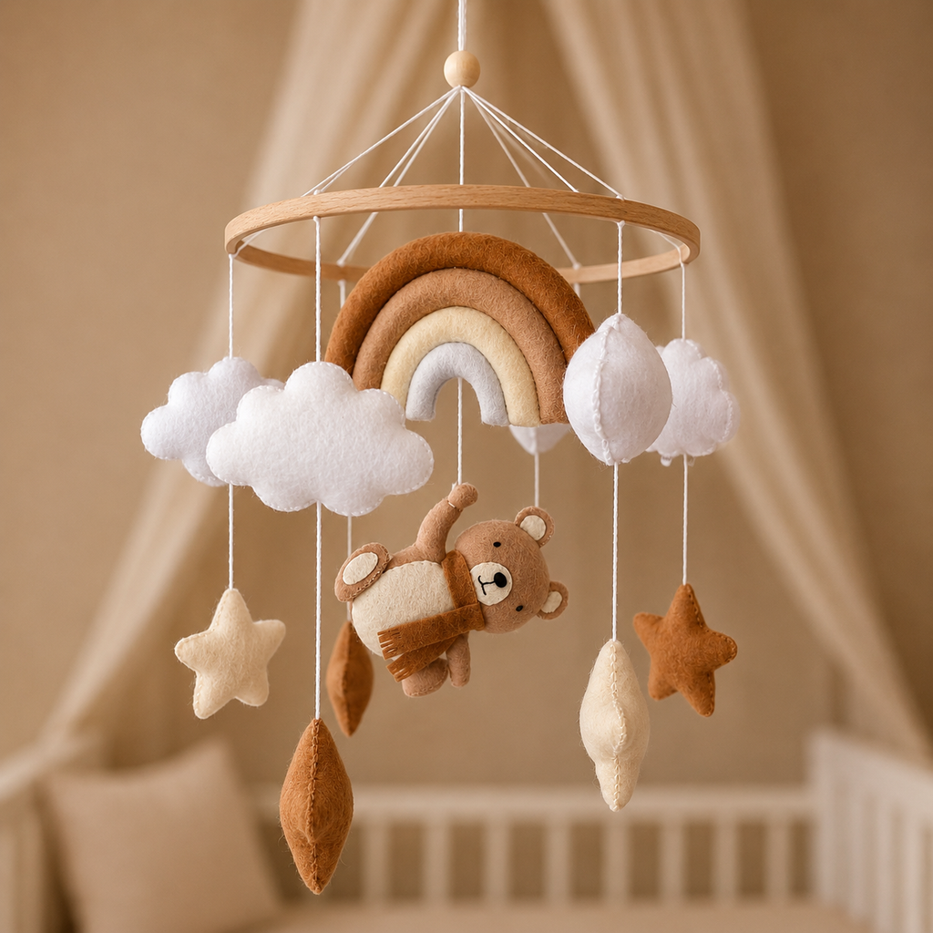Little Loua | Mobiel Rainbow Teddy Handgemaakt