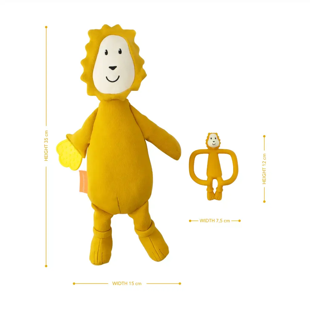 Matchstick Monkey | Bijtring/Knuffel Leeuw Pluch Set 2-delig