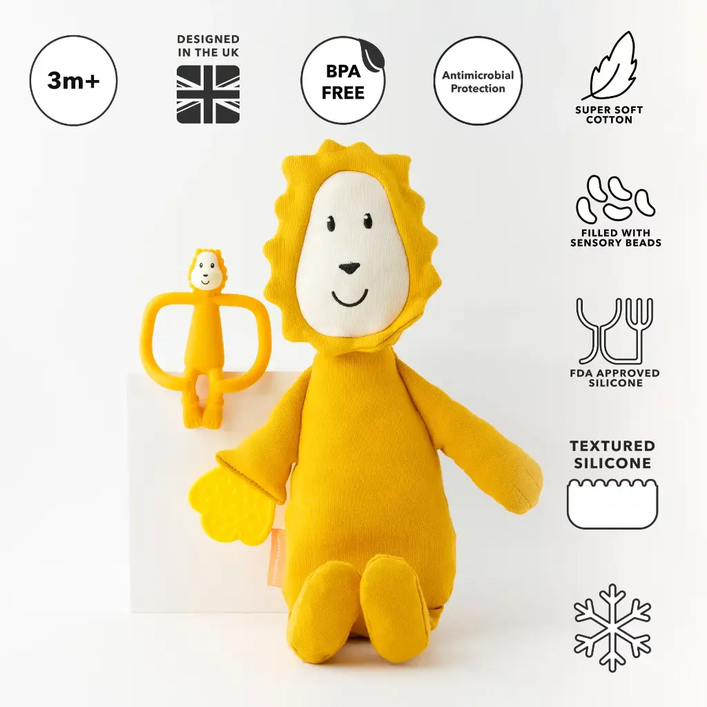 Matchstick Monkey | Bijtring/Knuffel Leeuw Pluch Set 2-delig