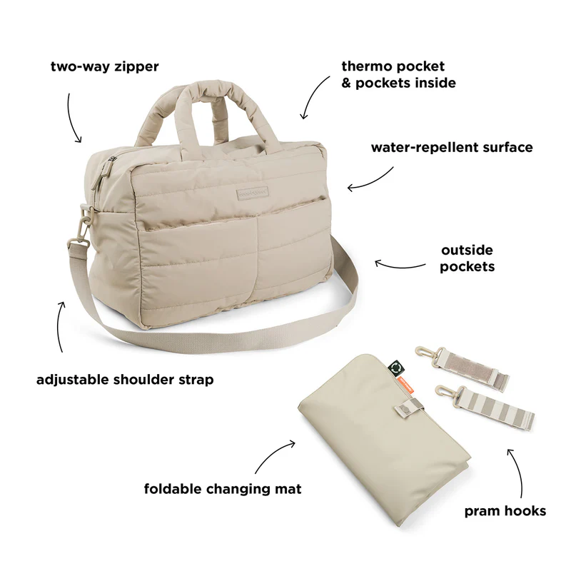 Done by Deer | Verzorgingstas Quilted Changing Bag met Luiermat/Tassenhaak Sand