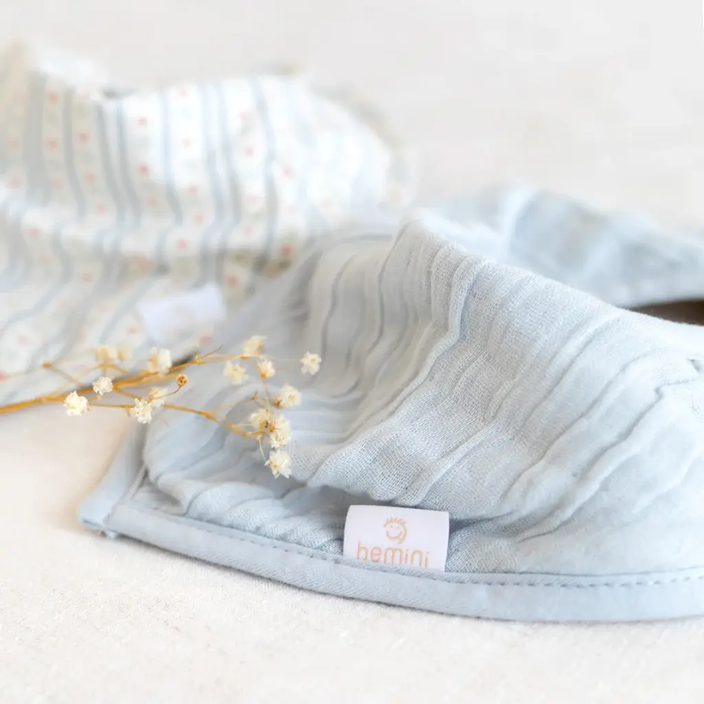Bemini | Spuugdoekje Swaddle/Terry Glacier Blauw Waterproof 25cm
