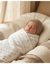Noukies | Tetra Doek Moon Feathers 100x100cm Wit/Bruin 2-pack