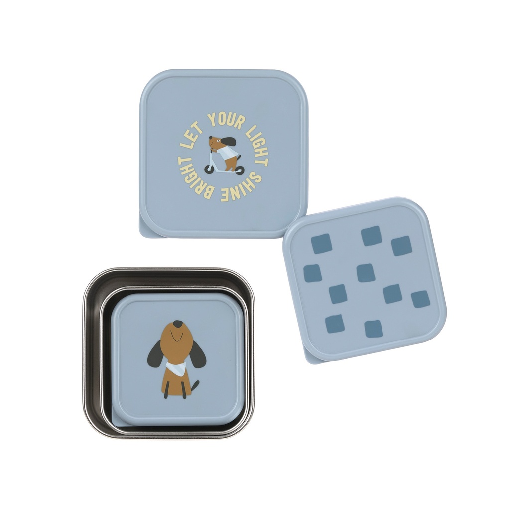Laessig | Bewaarpotje Tiny Farmer Snackbox Stainless Steel  Blue 3-pack