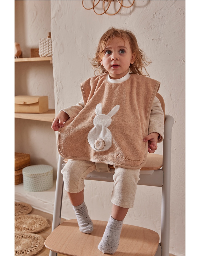 Noukies | Slabbetje Funny Moka Olifant Spons Beige