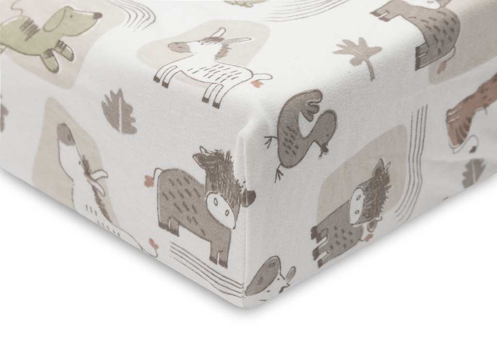 Jollein | Waskussenhoes Barn Buddies Jersey Ecru/Bruin 50x70cm 