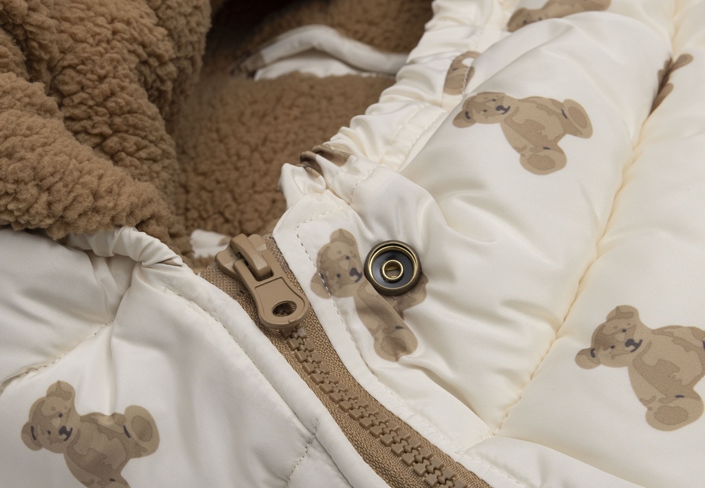 Jollein | Voetenzak Groep 0+ 3/5 Punts Puffed Mini Teddy  Bear Wit/Bruin