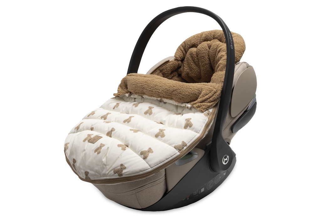 Jollein | Voetenzak Groep 0+ 3/5 Punts Puffed Mini Teddy  Bear Wit/Bruin