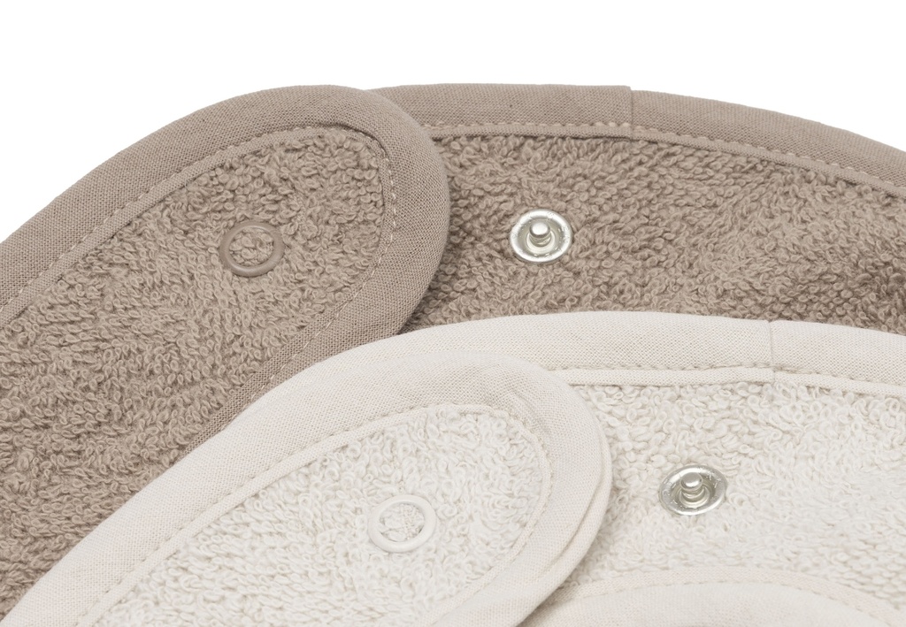 Jollein | Slabbetje Sand/Milky Coffee Badstof Drukknopen Ecru/Bruin 2-pack