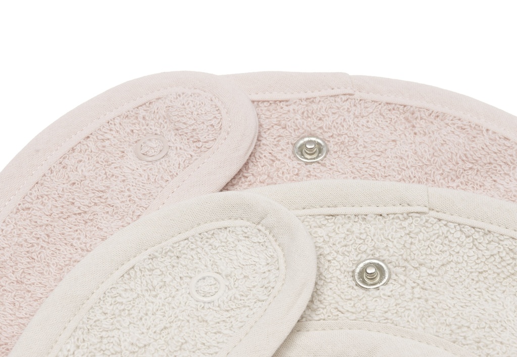 Jollein | Slabbetje Silk Rose/Sand Badstof Drukknopen Roze/Ecru 2-pack
