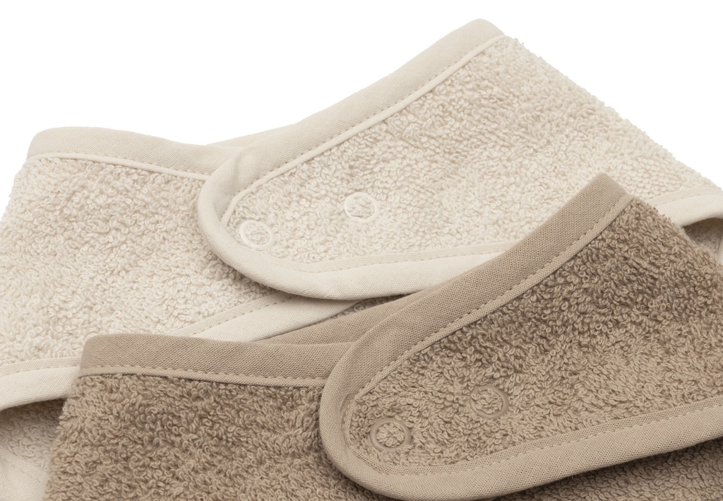 Jollein | Spuugdoekje  Sand/Milky Coffee Drukknopensluiting Ecru/Bruin 2-pack