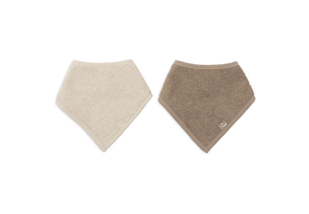 Jollein | Spuugdoekje  Sand/Milky Coffee Drukknopensluiting Ecru/Bruin 2-pack