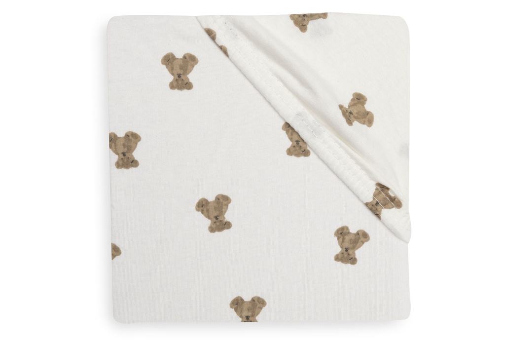 Jollein | Hoeslaken Mini Teddy Bear Jersey Wit/Bruin 60x120cm