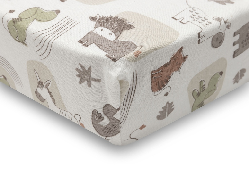 Jollein | Hoeslaken Barn Buddies Jersey Ecru 60x120cm