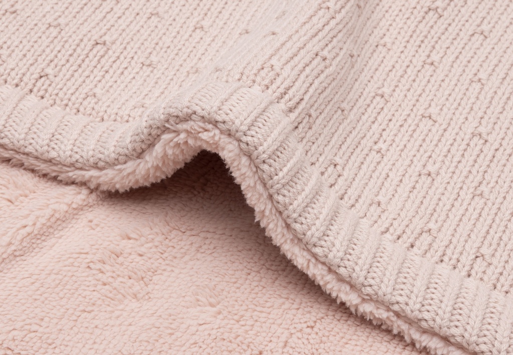 Jollein | Deken Wieg Silk Rose/Fluffy Sprinkle Knit Roze 75x100cm 