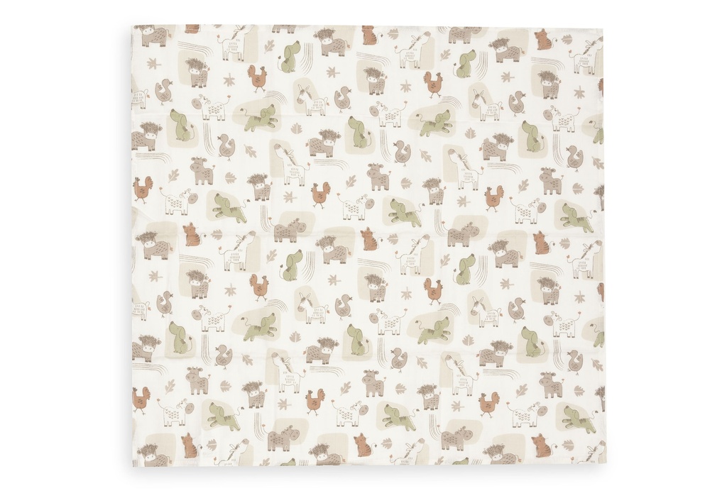 Jollein | Tetra Doek Barn Buddies Ecru 70x70cm 3-pack