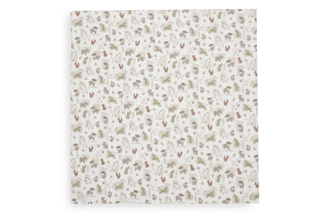 Jollein | Tetra Doek Barn Buddies Ecru/Groen 115x115cm 2-pack