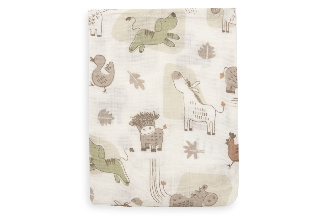 Jollein | Washandje Barn Buddies Ecru/Groen 15x20cm 3-pack