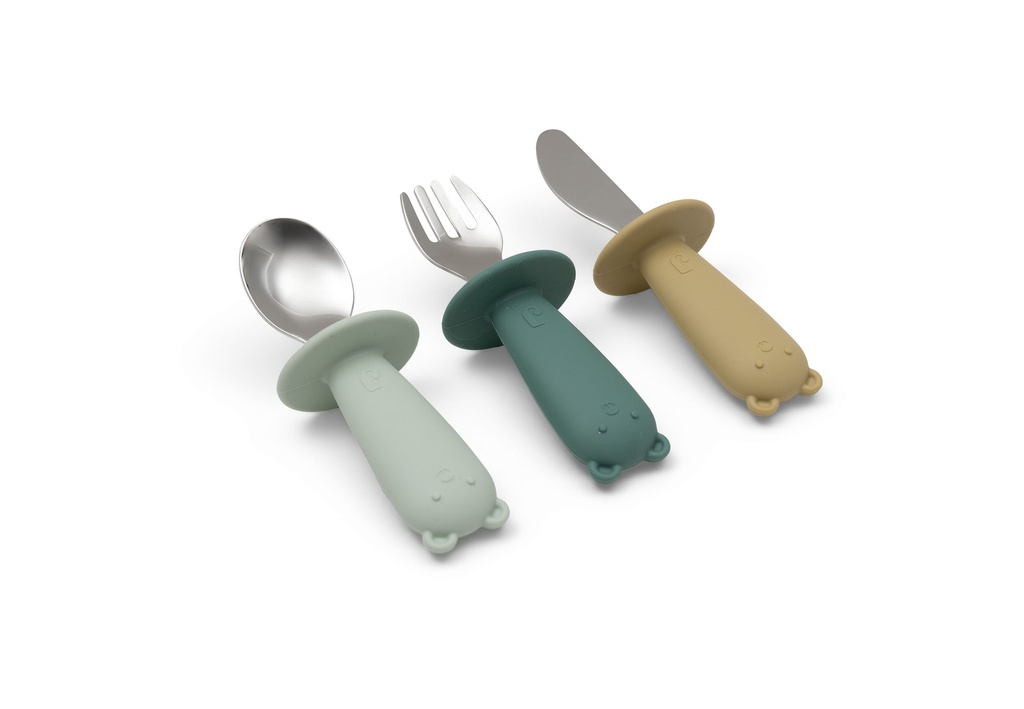 Jollein | Bestek Lepel/Vork/Mes Natural Shades Siliconen 3-delig