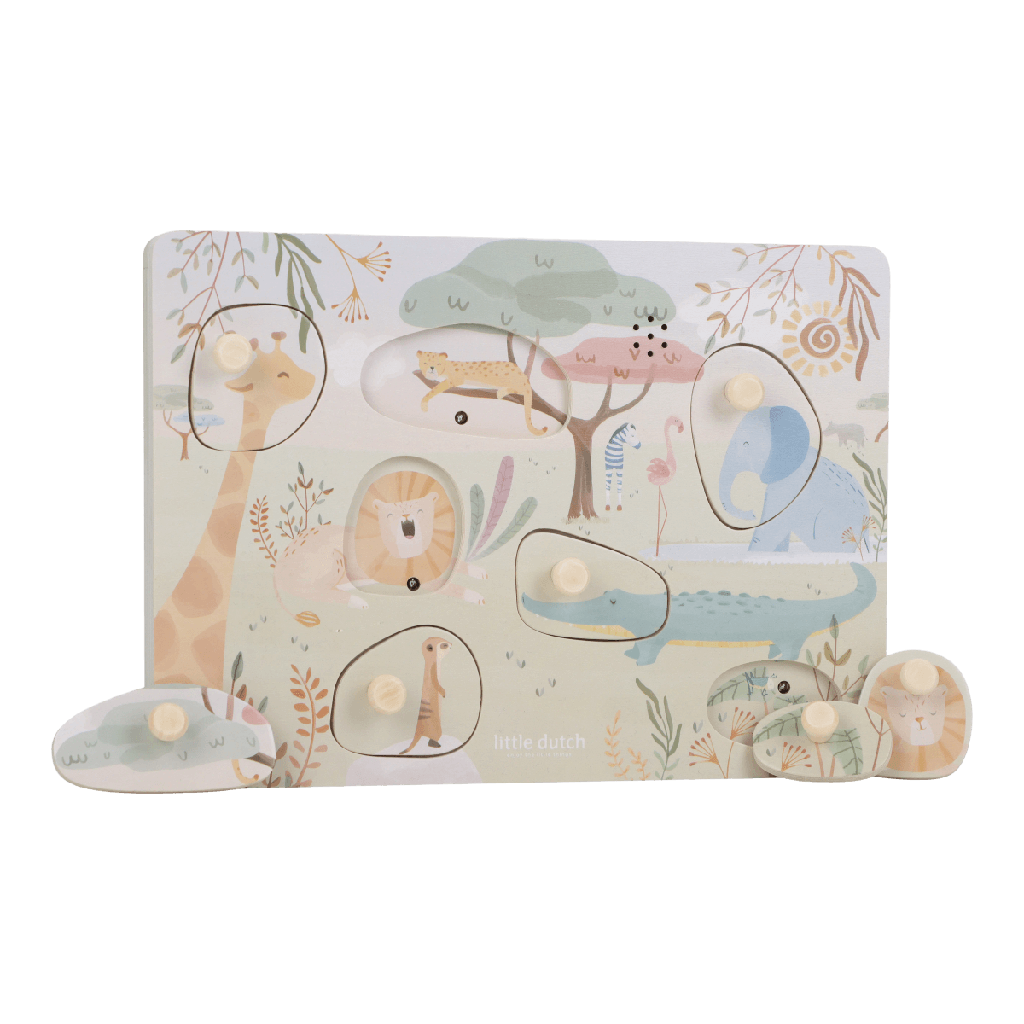 Little Dutch | Puzzel Safari Friends Geluidenpuzzel Hout +12m