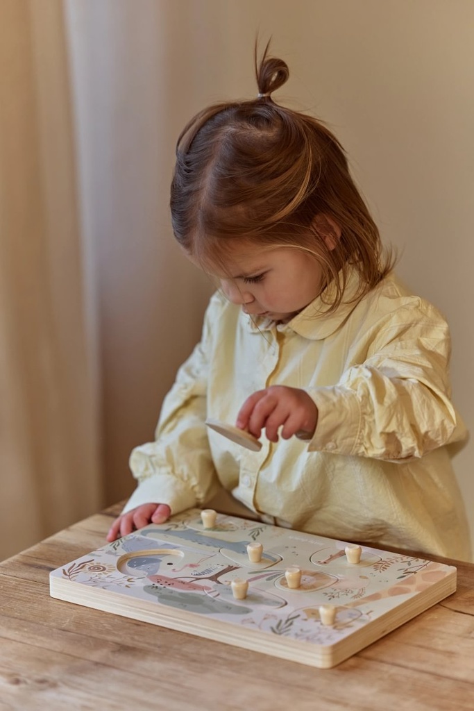 Little Dutch | Puzzel Safari Friends Geluidenpuzzel Hout +12m