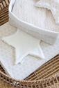 FOPSPEENDOEKJE, Boho ivory, ecru, uni/all over golvend motief, ster, 22 x 22, vr fopspeen met ring, 2023