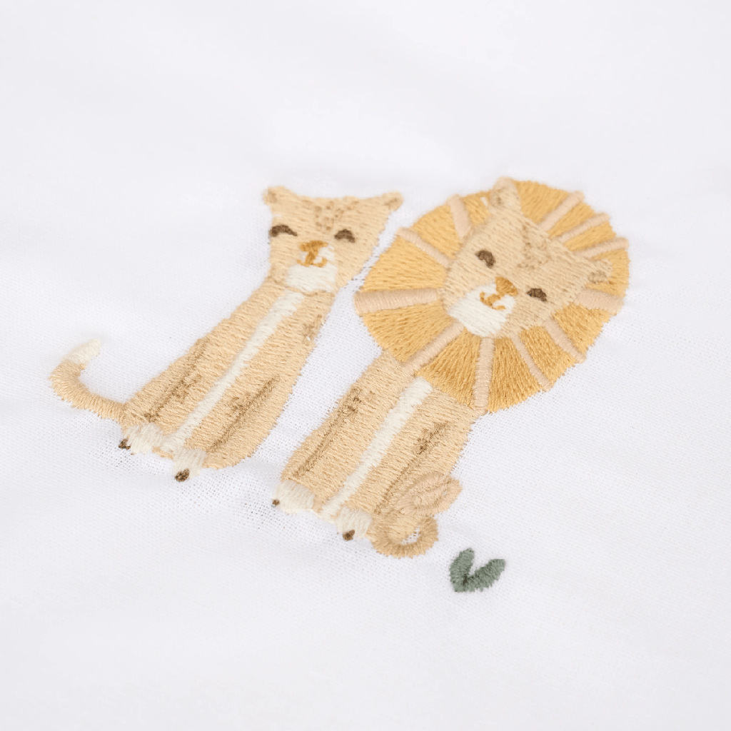 Little Dutch | Laken Wieg Safari Friends Leeuw Wit 70x100cm