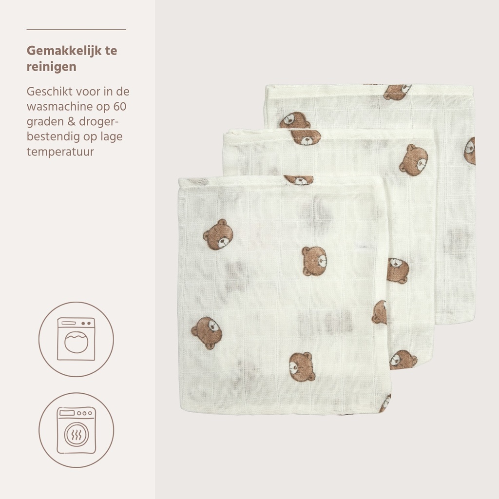 Meyco | Washandje Bear 20x17cm 3-pack