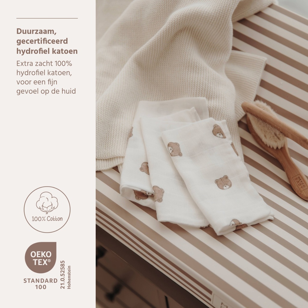 Meyco | Monddoekje Bear 30x30cm 3-pack