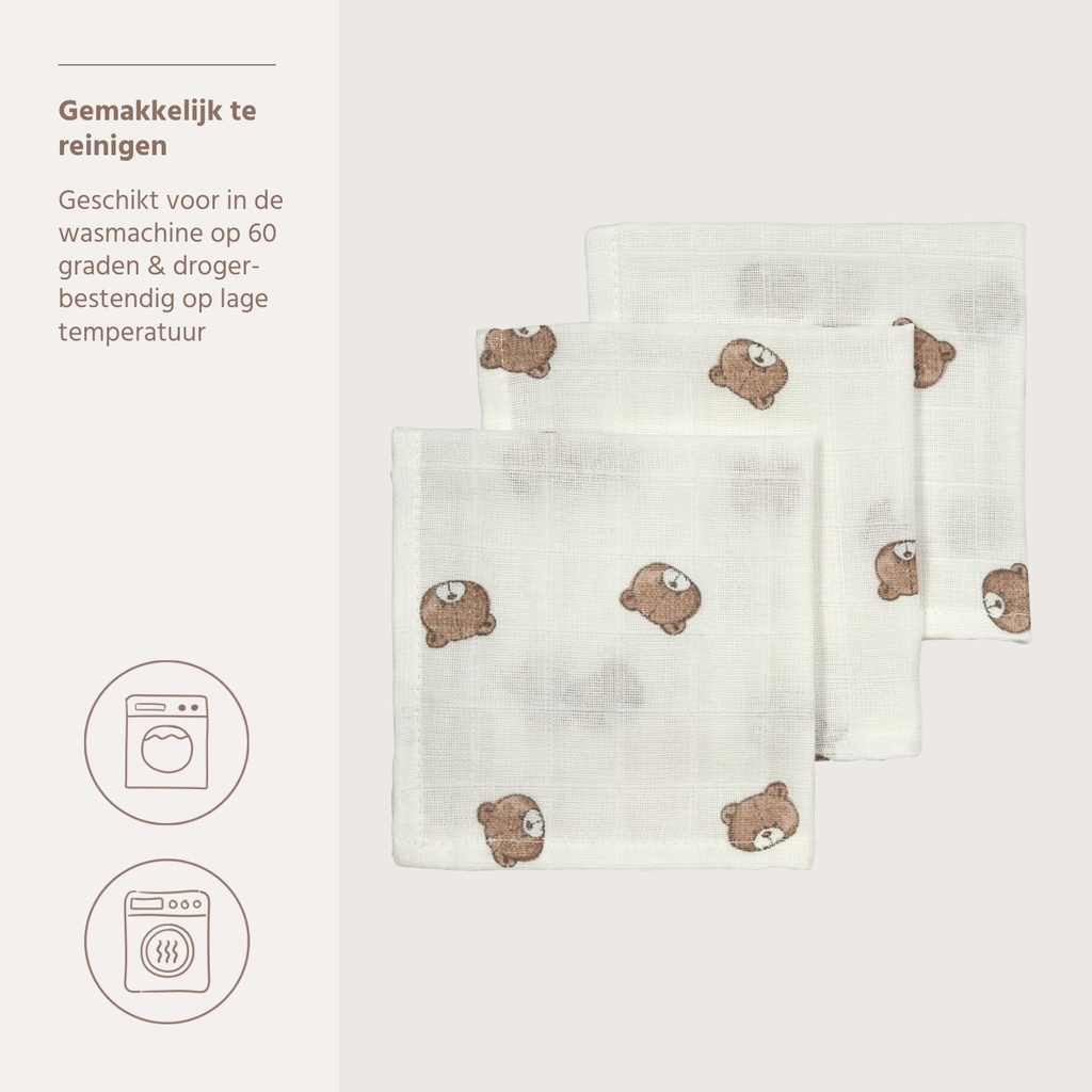 Meyco | Monddoekje Bear 30x30cm 3-pack