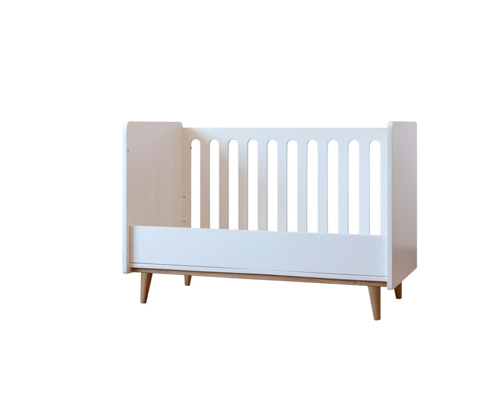 BED, 70x140cm, Boho White, wit, MDF/massief den, babybed omvb tot bedbank, incl bodem