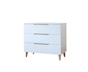 COMMODE, Boho White, met verdieper, 3 laden, 100x90x51cm, wit, MDF/massief den