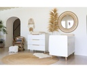COMMODE, Boho White, met verdieper, 3 laden, 100x90x51cm, wit, MDF/massief den