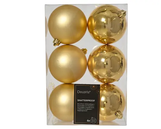 Kaemingk | Kerstbal Polystyreen Mix Licht Goud Ø8cm 6-pack