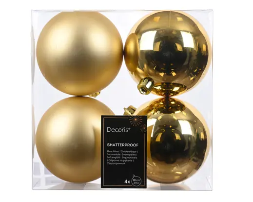 Kaemingk | Kerstbal Polystyreen Mix Licht Goud Ø10cm 4-pack