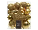 Kaemingk | Hangfiguur Decoratiepakket Licht Goud Piek/Kerstballen/Pegels 33-delig