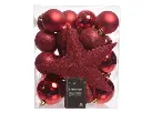 Kaemingk | Hangfiguur Decoratiepakket Kerstrood Piek/Kerstballen/Pegels 33-delig
