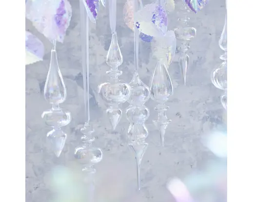 Kaemingk | Hangfiguur Glas Ornament Transparant Iris Finish Assortiment Ø4x18cm
