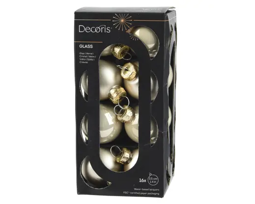Kaemingk | Kerstbal Glas Mix Parel Ø3,5cm 16-pack