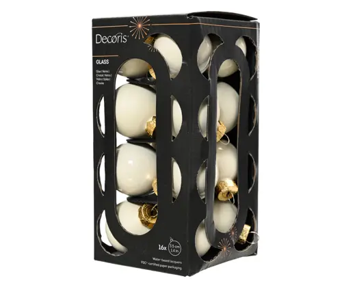 Kaemingk | Kerstbal Glas Mix Wolwit Ø3,5cm 16-pack