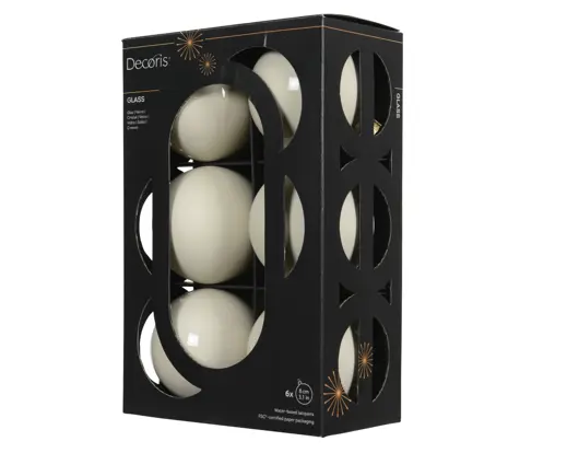 Kaemingk | Kerstbal Glas Mix Wolwit Ø8cm 6-pack