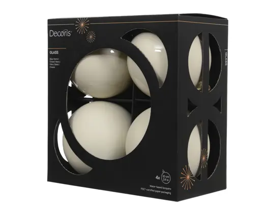 Kaemingk | Kerstbal Glas Mix Wolwit Ø10cm 4-pack