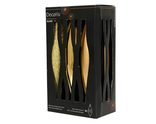 Kaemingk | Hangfiguur Glas Mix Ijspegel Goud Ø2,5x14,5cm 3-pack