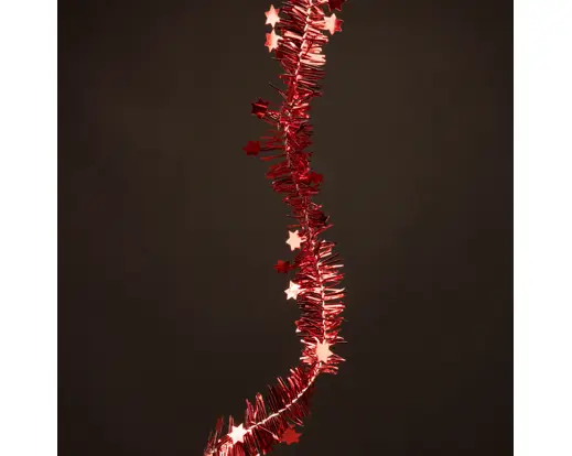 Kaemingk | Slinger Guirlande Pet Lametta Shiny Stars Kerstrood Ø3x700cm