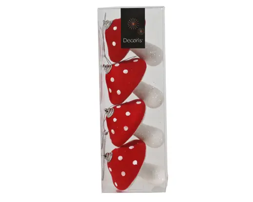 Kaemingk | Hangfiguur Foam Paddenstoel Rood/Wit 8x6x23cm 4-pack