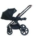 WANDELWAGEN, Crios 4.0, black, zwart, frame zwart/alu, incl regenscherm, duwbeugel imitatieleder bruin, 2023