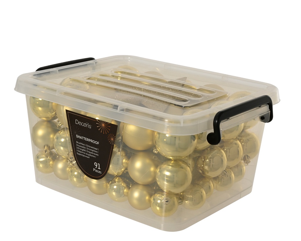 Kaemingk | Hangfiguur Decoratiepakket Licht Goud Piek/Kerstballen/Pegels 33-delig