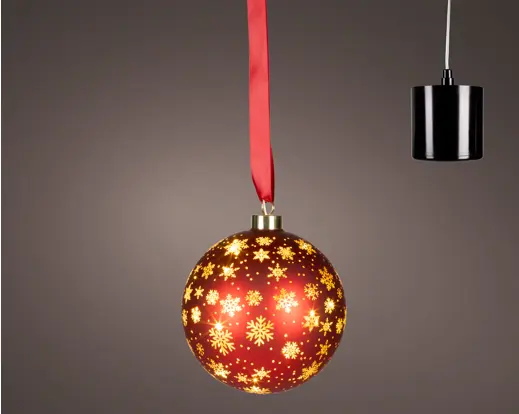 Kaemingk | Kerstbal Led Lamp Kerstrood/Warm Wit Ø19cm