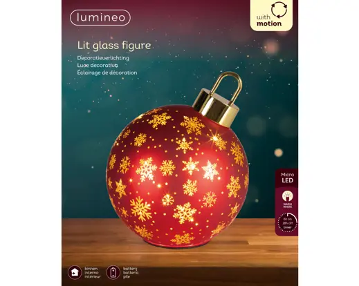 Kaemingk | Lamp Led Draaiend Kerstrood/Warm Wit Ø18x23cm 