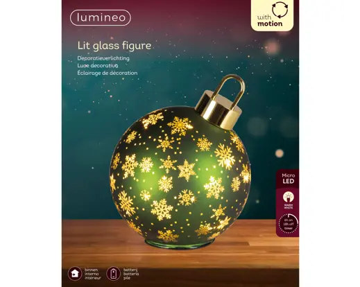 Kaemingk | Lamp Led Draaiend Glas Groen/Warm Wit Ø14x18cm